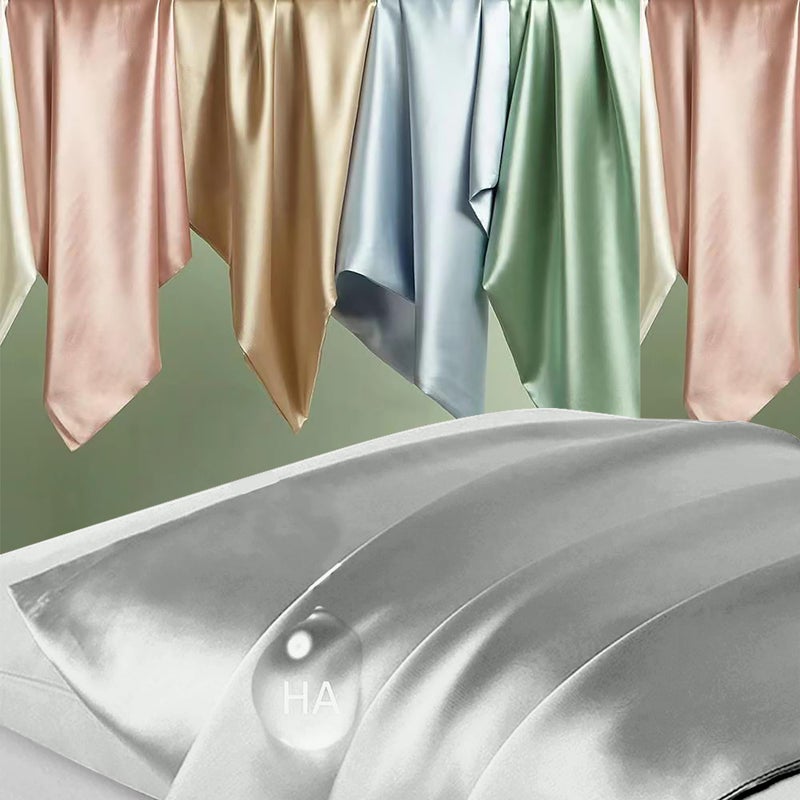 DKBslik Mulberry Silk Pillow Cases Queen Size  Silk Pillowcase for Hair and Skin  Both Sides Natural Silk Satin Pillowcase for Sleeping Women with Zipper  Gifts for Women Men  Silver Grey - Image 2
